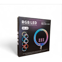Кольцевая светодиодная RGB Led Лампа 45 см 3D-J45 с зажимом для телефона и пультом