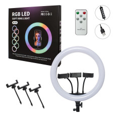 Кольцевая светодиодная RGB Led Лампа 36 см MJ36 с зажимом для телефона и пультом