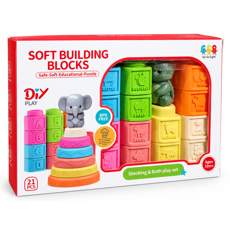 Конструктор - пірамідка Soft Building Blocks, 21 деталь  688-2C (72 шт)