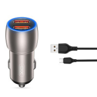 АЗУ XO CC52 Metal Smart Dual USBQC3.0 36W Car Charger with Micro cable