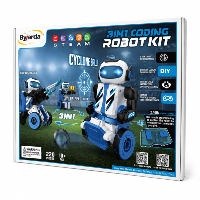Конструктор Robot Kit 3в1 ByJarda BC0104 – Footballer/Sharpshooter/Gripper, 220 деталей (24 шт)