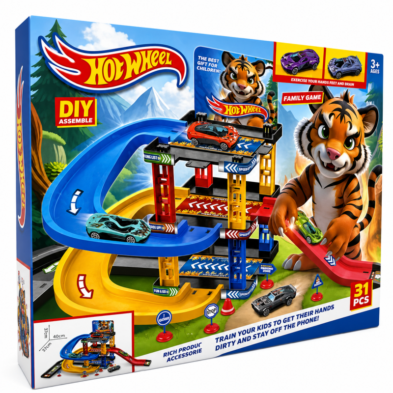 Траса з гірками та паркінгом Hot Wheels  31 деталей T876-10 (48 шт)