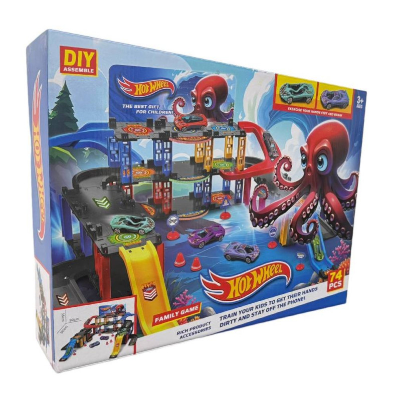 Траса з гірками та паркінгом Hot Wheels 74 деталей T876-16 (24 шт)