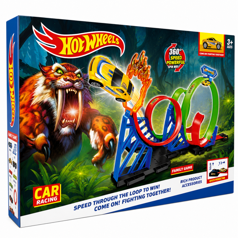 Траса Hot Wheels 6604 – Looping Track із трьома кільцями та стартом 6604 (36 шт)