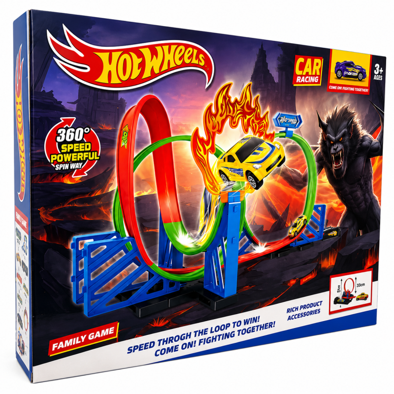 Траса Hot Wheels 6605 – Looping Track із трьома кільцями та стартом 6605 (36 шт)