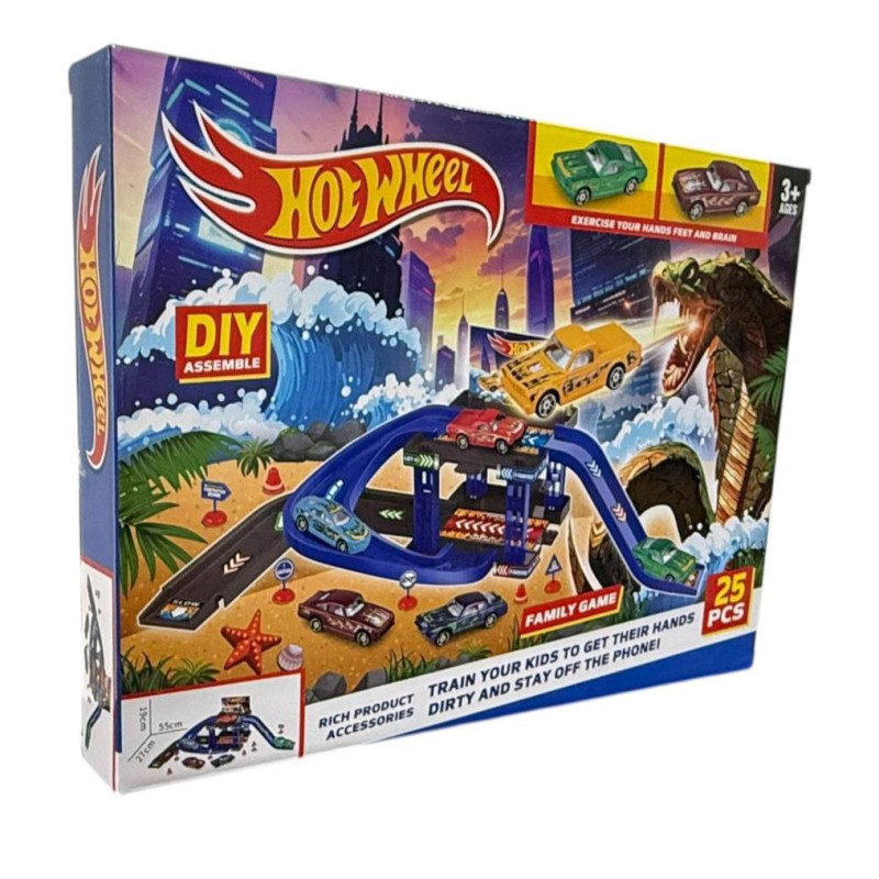 Траса з гірками та паркінгом Hot Wheels 25 деталей T876-1 (60 шт)