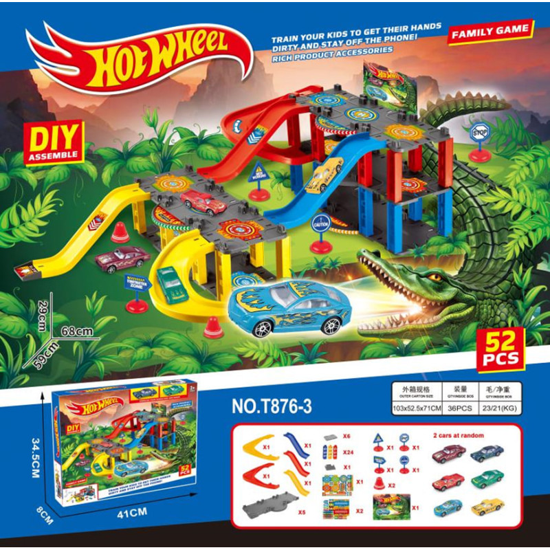 Траса з гірками та паркінгом Hot Wheels 52 деталей T876-3 (36 шт)