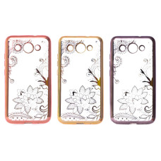 Чехол силиконовый цветы с камнями iPhone 5