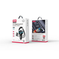 Fm модулятор XO BCC07 Smart Bluetooth MP3 Car Charger + One Drag Three Data Cable 5V3.1A with Ambien
