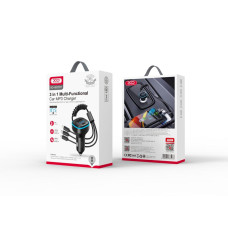 Fm модулятор XO BCC07 Smart Bluetooth MP3 Car Charger + One Drag Three Data Cable 5V3.1A with Ambien