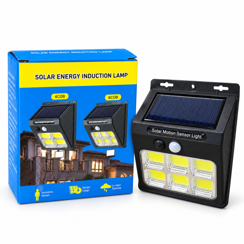 Вуличний ліхтар з вмонтованою сонячною панеллю Solar Wall Lamp 801-COB-6 (100 шт) з датчиком руху