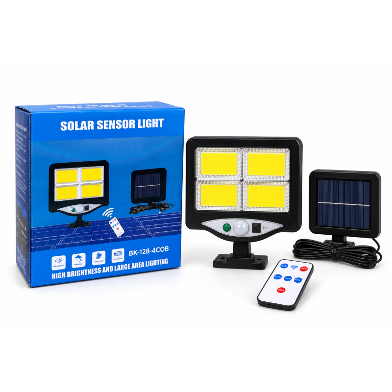 Вуличний LED ліхтар з дистанційною сонячною панеллю 128-4 COB (60 шт)