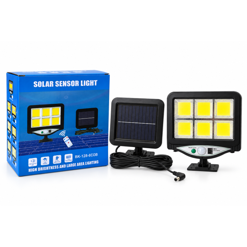 Вуличний LED ліхтар з дистанційною сонячною панеллю 128-6 COB (60 шт)