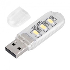Мини фонарик на 3 светодиодов, USB лампа, LED