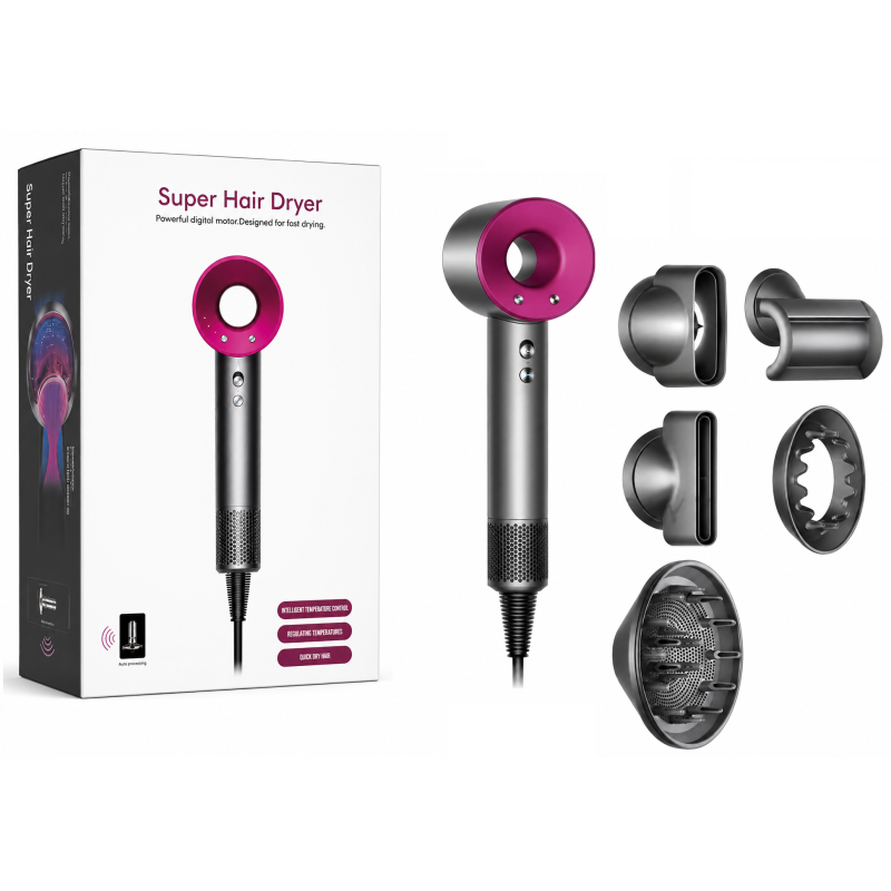 Фен для волосся Supersonic HD08 Super Hair Dryer K8 5 насадок (20 шт)