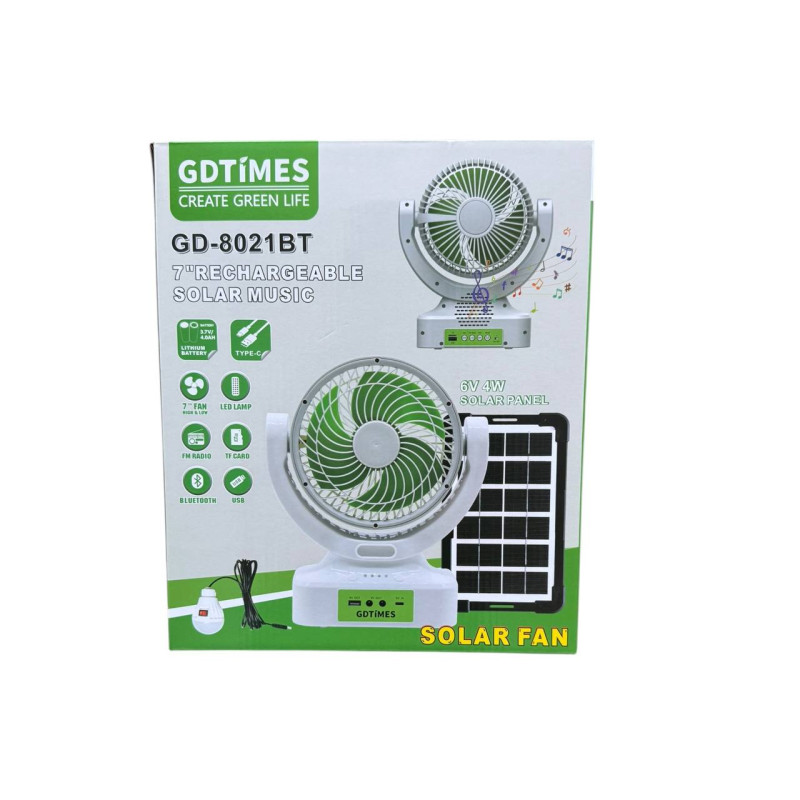 Вентилятор GDTIMES GD 8021BT (12 шт) Bluetooth, FM-радіо