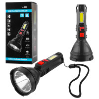 Фонарь ручной L-830 LED с зарядкой от USB + боковым светом COB