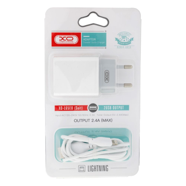 L65EU 2.4A two USB charger for Lightning (NB103)