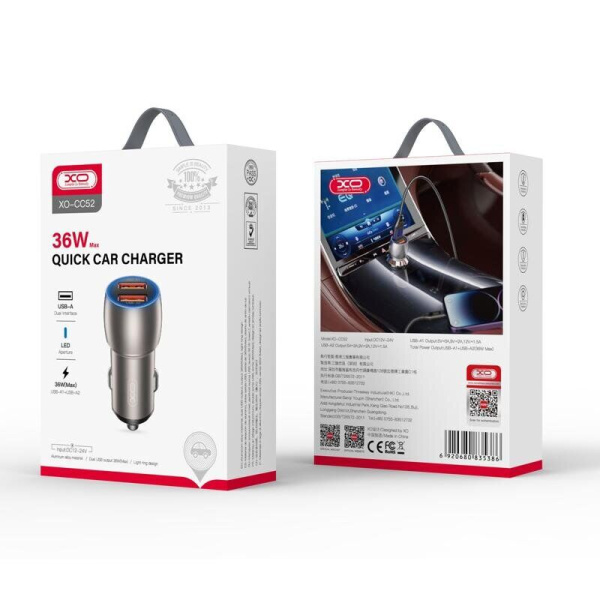 CC52 Metal Smart Dual USBQC3.0 36W Car Charger -1