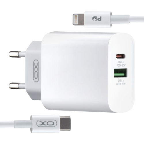 СЗУ XO L64 20W FAST EU QC3.0+PD FAST charger with  apple PD  fast cable